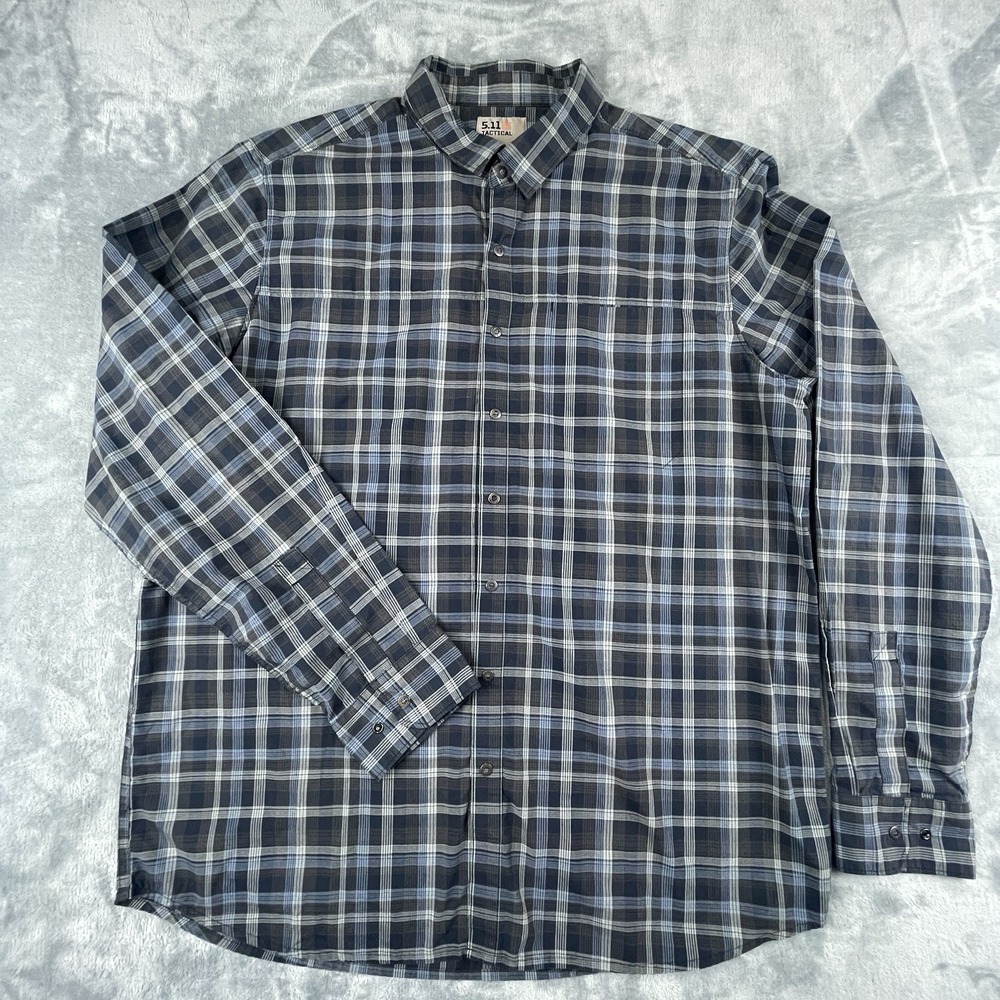 5.11 Tactical Long Sleeve Men's Snap Shirt Large Blue Grey Pattern